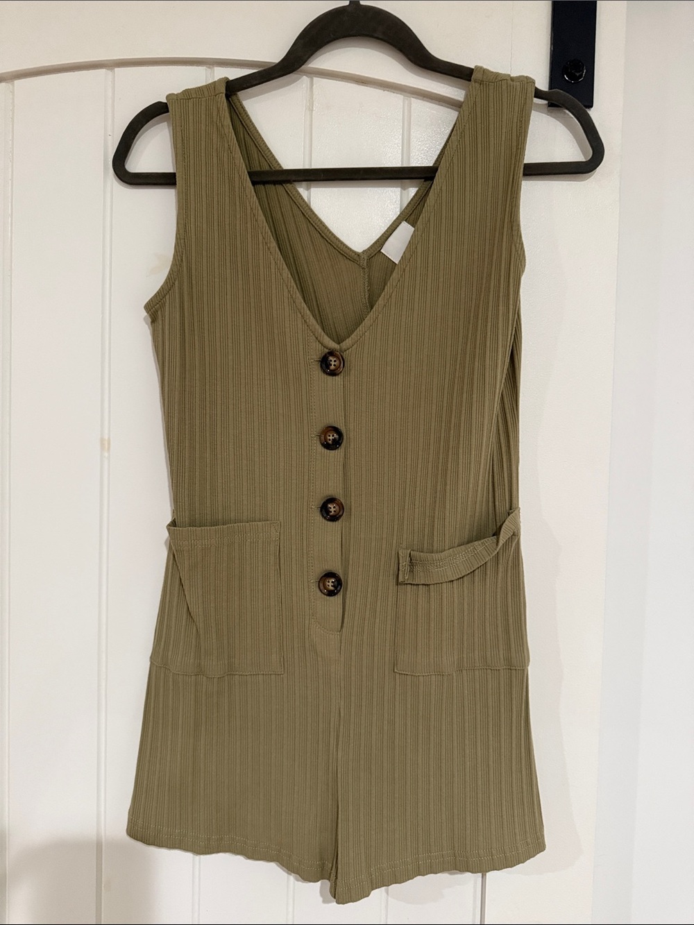 M.P.C. Ribbed Olive Flowy Playsuit